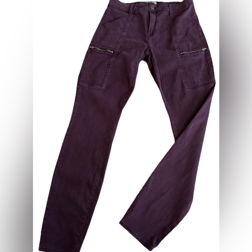 Pistola HANNAH MOTO Plum Purple Stretchy Denim Skinny Jeans + Zippers 29 31x30